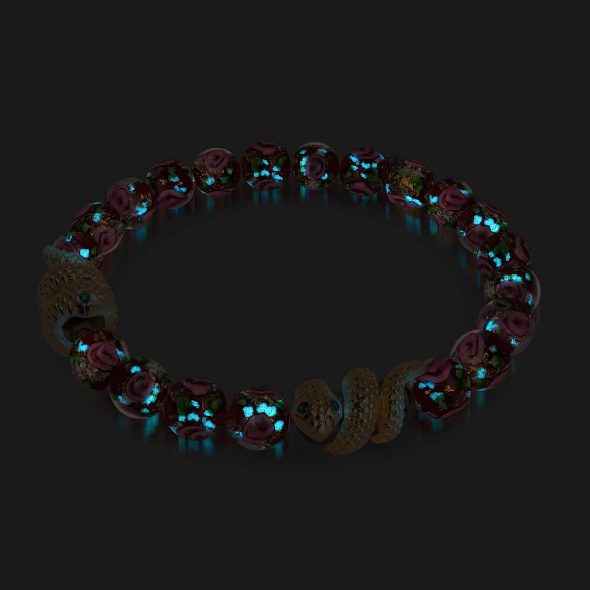 Golden Snake | Firework Glass Rose Bracelet